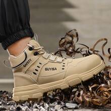 GUYISA Steel Toe Shoes, Anti-Smash, Anti-Puncture, Rotary Smart Buckle One-Second On/Off, High-Top, All-Season, Rubber Sole, Mining & Construction Boots, Men's Fashion High-Top Boots (This Is The CN Size, International Size May Differ, This Model Runs Large, Please Choose One Size Smaller!) - Khaki - View 10