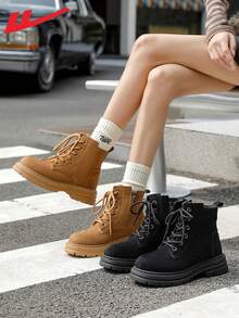 WARRIOR 1 Pair Casual Sport Style Platform Women's Boots, 2025 New High-Top Slimming Fashionable Lightweight Outdoor Hiking Sneakers - Camel - View 3