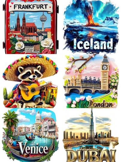 World Landmark Refrigerator Magnets, Aesthetic Travel Souvenirs, Creative Kitchen Home Decor, Gifts For Friends And Travel Enthusiasts