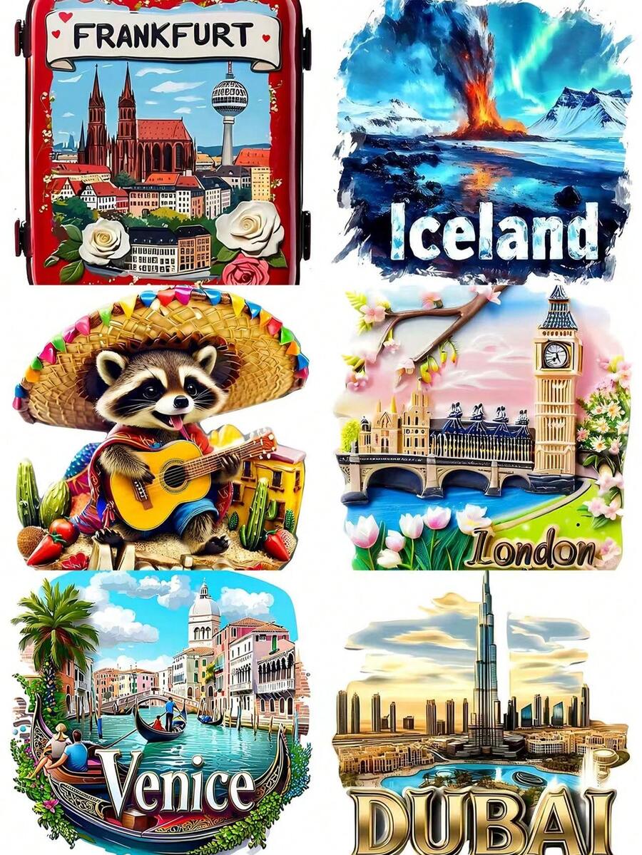 World Landmark Refrigerator Magnets, Aesthetic Travel Souvenirs, Creative Kitchen Home Decor, Gifts For Friends And Travel Enthusiasts