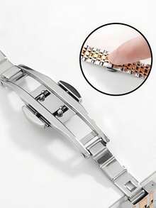 1条男女通用不锈钢表带，兼容 49mm、46mm、45mm、44mm、42mm、41mm、40mm、38mm，银色/玫瑰金商务优雅表带，兼容 Series Ultra 3/2/1、11、10、9、8、7、SE3、6、5、4、3、2、1，奢华男女通用替换表带 - 銀金色 - 查看 5