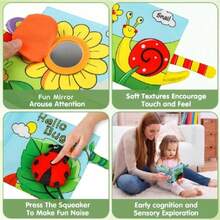 Libros blandos para bebés, juguetes para bebés de alto contraste, libros de tela crujientes, regalos de Navidad para recién nacidos (0-6-12 meses) - Multicolor - Ver 5