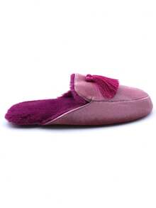 Women's Fashion Fringed Plush Warm Plush Anti-Slip House Slippers - Pink - View 5