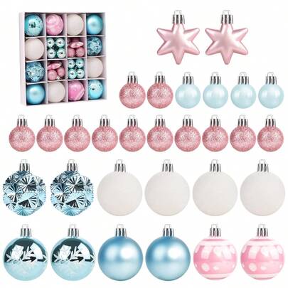 44PCS Christmas Hanging Ball Ornaments Shatterproof Xmas Tree Ornaments Kit Christmas Decorations Balls With Hanging Loop For House Holiday Wedding Party Decor