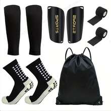 5pcs/Set Football Gear Set (Football Socks/Shin Guards/Shin Pads/Storage Bag/Accessories), Comprehensive Equipment To Showcase Your Unique Strength On The Field