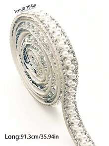 1 pieza Tira de diamantes con perlas, Cinta de diamantes autoadhesiva, Accesorio de strass DIY, Cinturón de ropa, Tira de código de accesorios - Multicolor - Ver 5
