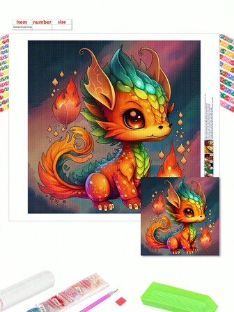 5D Cartoon Diamond Painting Flame Dragon Mosaic Set New Arrival Embroidery Rhinestone Pictures Home Decor