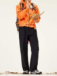 CAMEL CROWN Men's Cargo Pants, Thermal Lined, Warm, Antibacterial, Elastic, Casual, Straight Leg, Outdoor, Autumn/Winter - Phantom Black - View 4