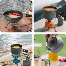 21pcs Camping Cookware Set Portable Outdoor Picnic Tableware Cookset Cooking Kit With Cups Plates Forks Knives Spoons - 黑色 - 查看 4