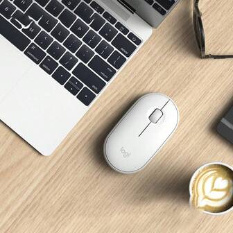 Logitech Ratón inalámbrico Bluetooth PEBBLE para computadora portátil y tableta, de varios colores a elegir, ligero y delgado, se conecta por Bluetooth y receptor USB