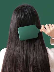 4 piezas Cepillo de pelo con cojín verde esmeralda - Masajeador de cuero cabelludo ventilado y peine para peinar, cepillo cuadrado tipo paleta para cabello rizado y liso, accesorios para el cabello - Multicolor - Ver 8