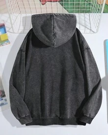 Men's Hooded Sweatshirt 400GSM, Heavyweight Loose Fit Hoodie, Solid Color Unisex Style, Suitable For Men And Women, Fall & Winter Casual Wear, Christmas Gift For Boyfriend, Valentine Couple Clothing, Winter OOTD - 黑色 - 查看 3