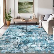 Techigher Abstract Runner Rug, Modern Abstract Floor Carpet, Washable Non Slip Low Pile Kitchen Printed Runner For Hall Kitchen Bedroom - Blue - View 14