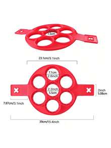 1pc/2pcs Silicone Egg Ring Mold, Non-Stick Egg Pancake Maker, Reusable Egg Cooking Rings - Red - View 23