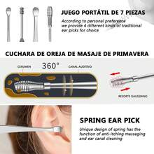 Kit de Eliminación de Cera Del Oído, Limpiador de Oídos, Juego de Cucharas para Orejas, Hermosas y Compactas, Fáciles de Limpiar, Herramientas para el Cuidado de Los Oídos Fáciles de Usar 6PCS (7PCS, pequeño) - 6 piezas - Ver 12