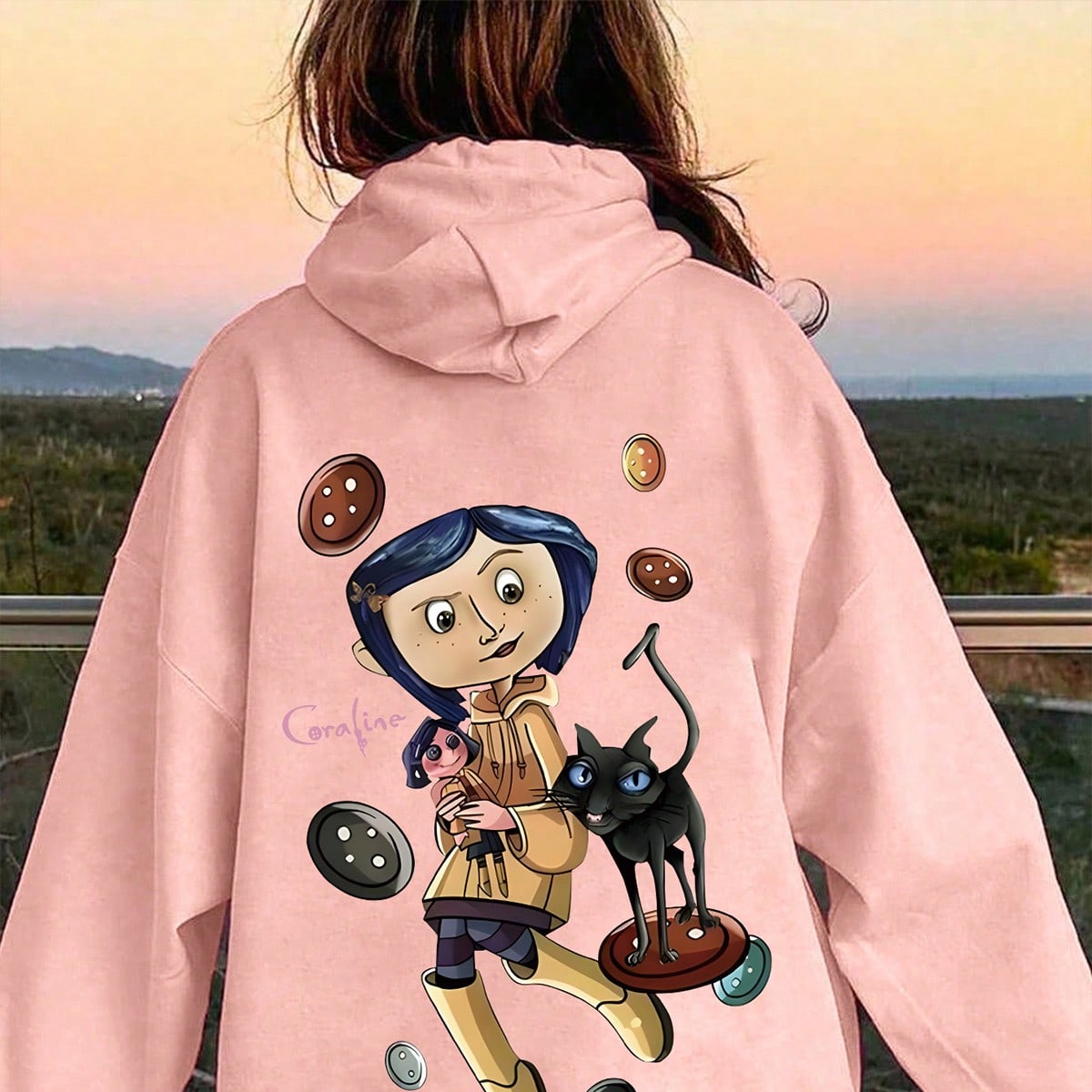 Pieza Sudadera con capucha de dibujos animados para niñas, cómoda, estilo personalizado para eventos de anime en primavera & otoño