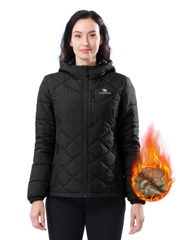 CAMEL CROWN Women's Hooded Jacket With Heat Reflective Lining Lightweight Winter Coat Warm Jacket