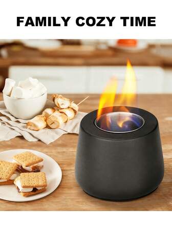 1pc Portable Desktop Fireplace, Compact Round Design, Suitable For Outdoor Picnic, BBQ, Camping, Home Decor Fireplace, Smokeless Heating Fire Pit, Durable Structure