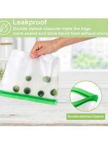 Reusable Silicone Food Storage Bags, Leak-Proof Reusable Freezer Bags, Travel/Home Food Preservation Bags - 1 Reusable Gallon Bag/1 Reusable Sandwich Bag/1 Reusable Snack Bag () - Multicolor - View 3