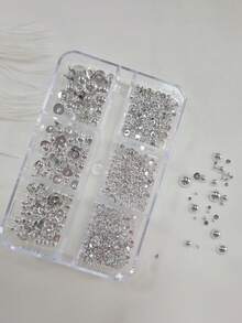 1box Gold And Silver European And American Style Half-Round Faux Pearl Nail Art Acrylic Metal Flat Faux Pearl Nail Decoration Minimalist 3D Multifunctional Nail Jewelry Y2K Metallic Nail Accessories Nail Salon Artistic Decoration Nail Flash Metal Rhinestone Nail Gems Nail Supplies Nail Charms False Nail Decoration Accessories Nails - Multicolor - View 9