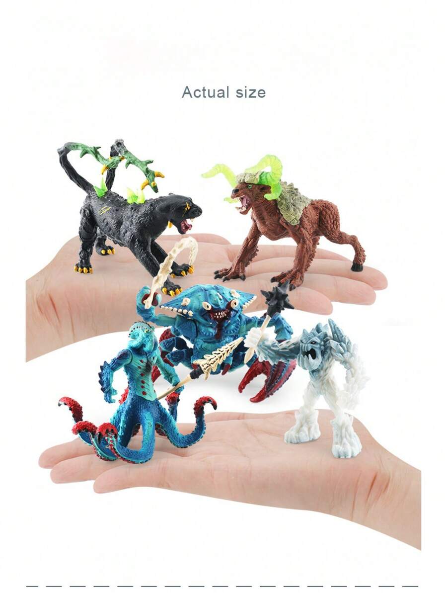 1pc Realistic PVC Western Fantasy Monster Model, Crab, Octopus, Ice Demon, Stone Bull, Mythical Knight Figurine (Some Joints Rotate 360°, Weapons Detachable, DIY Assembly) - Multicolor - View 1