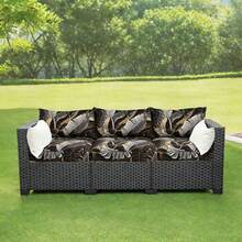 1pc Tropical Rainforest Leaf Print Milk Silk Sofa Cushion Cover, High Elasticity Dust-Proof Washable All Season Outdoor Rattan Sofa Slipcover - Multicolor - View 5