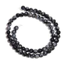 1 chuỗi đá quý Obsidian dạng bông tuyết tự nhiên 4mm 6mm 8mm 10mm 12mm hạt tròn rời dùng làm đồ trang sức - thạch cao - Xem 11