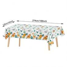 1/3pcs Jungle Safari Tablecloth Animal Plastic Tablecloth, Suitable For Grey-Green Wildlife Zoo Decoration, 138x220cm - Multicolor - View 3