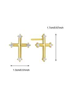 Artepollo 925 Sterling Silver Zirconia Stud Earrings For Women, 14K Gold Plated Black Zirconia Minimalist Earrings, Hypoallergenic, Non-Fading, Lightweight, Daily Jewelry, Gift Box Packaging, Birthday Gift