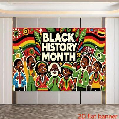 2D flaches Banner 1 Polyester Hintergrundstoff zur Feier des Schwarzen Geschichtsmonats, des Juni-Festivals, des Unabhängigkeitstags, Partybanner Dekoration geeignet für Innen- und Außenfeiern, Partyfeierlichkeiten, Dekoration und Verzierung