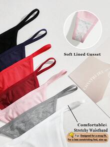 Bộ 7 chiếc quần lót dây gợi cảm, quần lót dây cạp thấp không đường may, thoáng khí và thoải mái, quần lót G-string vô hình, quần lót thun mềm mại phía sau, kiểu dáng đơn giản không xuyên thấu, thời trang cho mặc hàng ngày. - Nhiều màu - Xem 3
