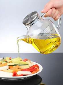 1个厨房油瓶，不锈钢玻璃调味罐，防漏油壶，家用酱油醋瓶 - 彩色 - 查看 2