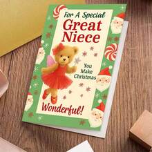 1 بطاقة تهنئة جذابة بشكل دب مع مغلف (11 سم * 16 سم) - تصميم "تمنيات عيد الميلاد لك"، مشهد احتفالي مع سانتا وقصبات السكر، مثالية للابنة وأحبائك، مناسبة لاحتفالات عيد الميلاد، بطاقة تهنئة عيد الميلاد|بطاقة دب عيد الميلاد|بطاقة ورقية للتهنئة - متعدد الألوان - مشاهدة 8