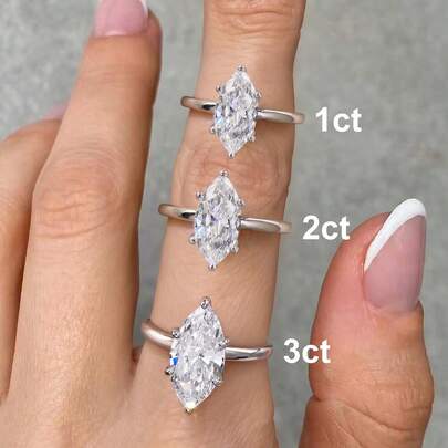 1-2-3克拉闪亮椭圆形订婚戒指/结婚戒指，925纯银，女士承诺戒指/永恒戒指，精致珠宝礼品