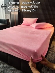 1件纯色水晶绒床单，床上用品，床垫保护套，床罩，柔软家纺，透气防起球床垫垫，柔软亲肤，多种颜色可选，家居装饰，柔软舒适的卧室床上用品，时尚床垫罩 - 彩色 - 查看 74