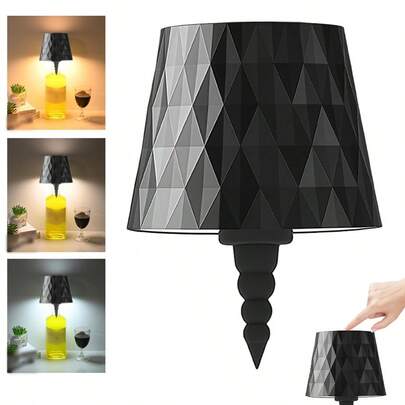 1 st trådlös kreativ diamantmönstrad flasklampa, 3-färgs touch-dimbar, kan användas som bordslampa, studielampa, hem-/kontorslampa, sänglampa, stämningsfull dekorativ nattlampa, lämplig för sovrums-/bar-/restaurang-/cafébelysning