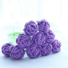 1/3/6/10pcs Handmade Crochet Rose Bouquet, Decorative Flowers, Artificial Flowers, Handmade Flowers, Yarn Flowers. Bridal Bouquet, Her Gift, Mother's Gift, Teacher's Gift, Creative Gift. Suitable For Home Decor In Restaurant, Living Room, Bedroom, Wedding, Party, And Outdoor Decoration. Ideal For Spring/Summer Decor, Christmas, New Year, Valentine's Day, Thanksgiving, Back To School, Wedding, Birthday And Other Holidays - Purple - View 11