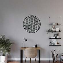 Dycmetal - Flor de la Vida, decoración de pared, geometría sagrada de Metal color Negro 45 cm ()(Flor de la vida) - Multicolor - Ver 4