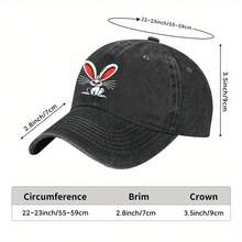 1pc Black Cartoon Rabbit Baseball Cap - Adjustable Dad Hat For Men & Women, Perfect For Running, Workouts & Outdoor Activities, Hand Wash Only, Polyester Material - màu xanh lá - Xem 4