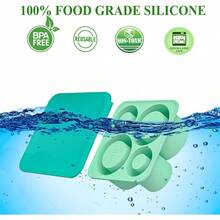 TFKI  Tumbler Ice Mold Set - Silicone Ice Tray With Lid Suitable For Frozen Drinks Juice Whiskey Cocktails And Coffee Compatible With 20-40 Oz Glass And  Tumblers Practical Ice Mold - 綠色四合一 - 查看 6