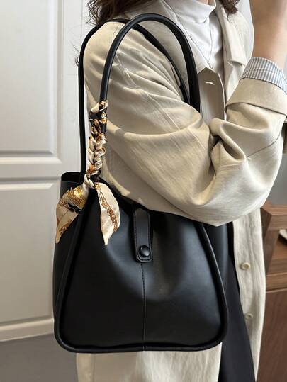 1 pieza Bolso de hombro de mujer de unicolor y de lujo, versátil