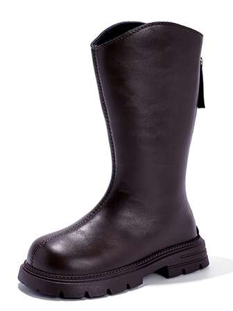 Botas altas para niñas, nuevas botas de piel de media pantorrilla estilo princesa para niños