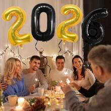 5 quả mỗi bộ. Bóng bay 32 inch có số 2026, bóng bay màng polyethylene đen và vàng, đồ trang trí tiệc sinh nhật, thích hợp cho sinh nhật, lễ tốt nghiệp, tiệc năm mới, họp mặt gia đình và đồ trang trí ngày lễ. - Nhiều màu - Xem 2