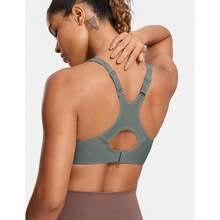 SYROKAN Women's Full Support High Impact Racerback Lightly Lined Underwire Sports Bra - Grey Sage - View 3