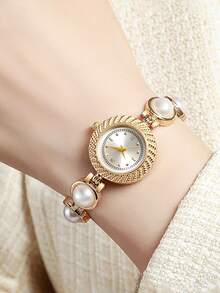 High-End Fashion Design Texture, Everyday Versatile, Casual, Aesthetic, Elegant, Light Luxury, Exquisite, High-End And Atmospheric, Classic Retro Women's Quartz Watch Set, Suitable For Birthday Gifts, Year-End , Net One 1pc/Set - one-size - View 8