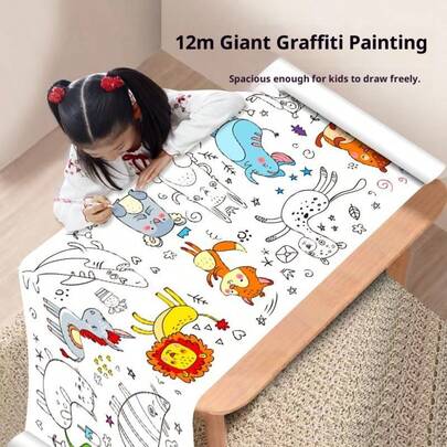 Rollo de papel para pintar, dibujar y colorear con diseño de graffiti. El rollo de lienzo para colorear se puede pegar en la pared sin ensuciarla - Regalo de cumpleaños - Regalo perfecto - Regalo para fiestas