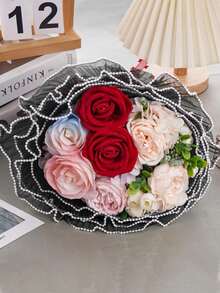 1pc Pearl Wave Yarn, Flower Packaging Net, Flower Bouquet Flower Shop Packaging, Valentine's Day Flower Packaging Materials, Pearl Wave Flower Packaging Materials, Rose Net Veil, Valentine's Day, Wedding, Mother's Day Bouquet Packaging, Flower DIY Packaging Wave Yarn - Multicolor - View 4