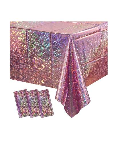 Toalha de Mesa Grande holográfica Cobre Mancha Plástico Para Decoração de Festas 1,37x1,83 retangular