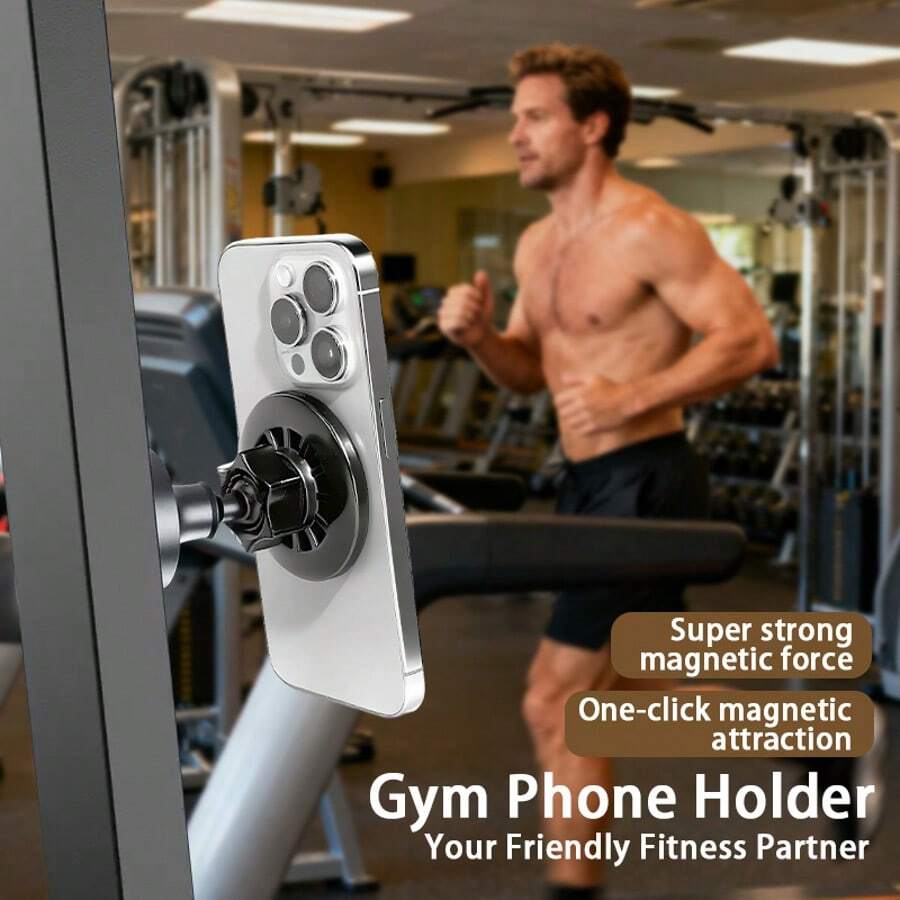 Supporto magnetico per telefono regolabile a 360°, supporto magnetico doppio per telefono per fitness/carrello da golf - supporto magnetico per telefono per compagno di fitness, accessorio essenziale per fitness/golf selfie, accessorio per attrezzature per palestra domestica - nero - Visualizzare 1