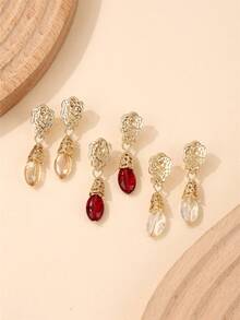 1件天然宝石女士耳环，优雅的阿尔及利亚女士时尚耳环，精致的新娘婚礼派对节日珠宝耳环，适合日常佩戴，情人节配饰 - 彩色 - 查看 5